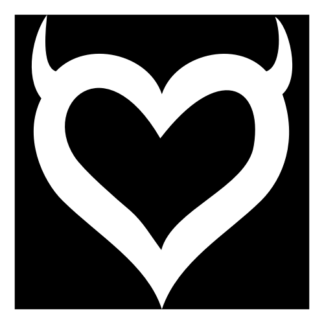 Heart With Horns Decal (White)